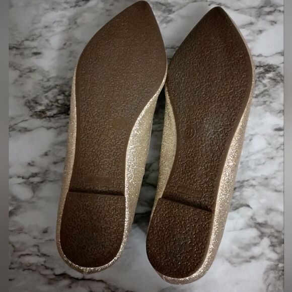 Report Gold Glitter Shimmer Pointed Toe Flats Size 8.5 - Picture 9 of 9